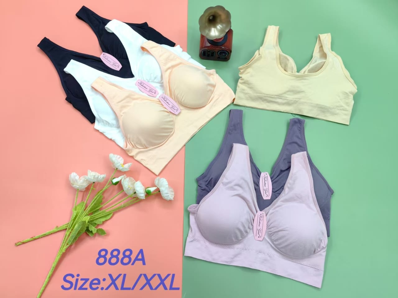 Brasier básico tipo top con copas delineadas, código 888A