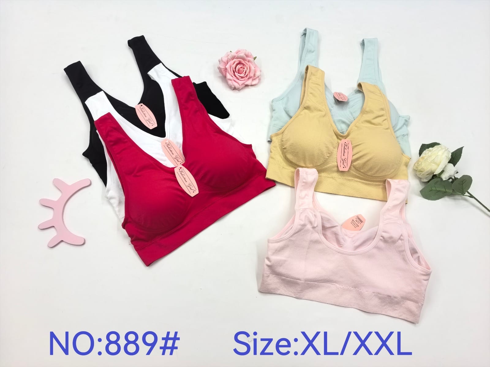 Brasier básico tipo top en colores surtidos, código 889#