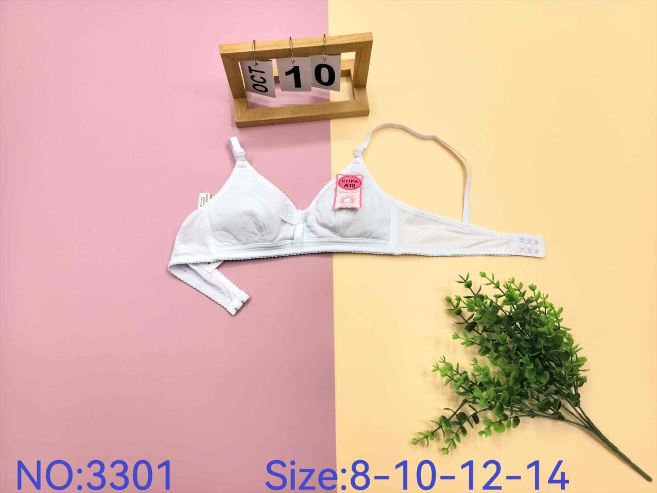 Brasier básico blanco de tirantes ajustables con moño central, código 3301