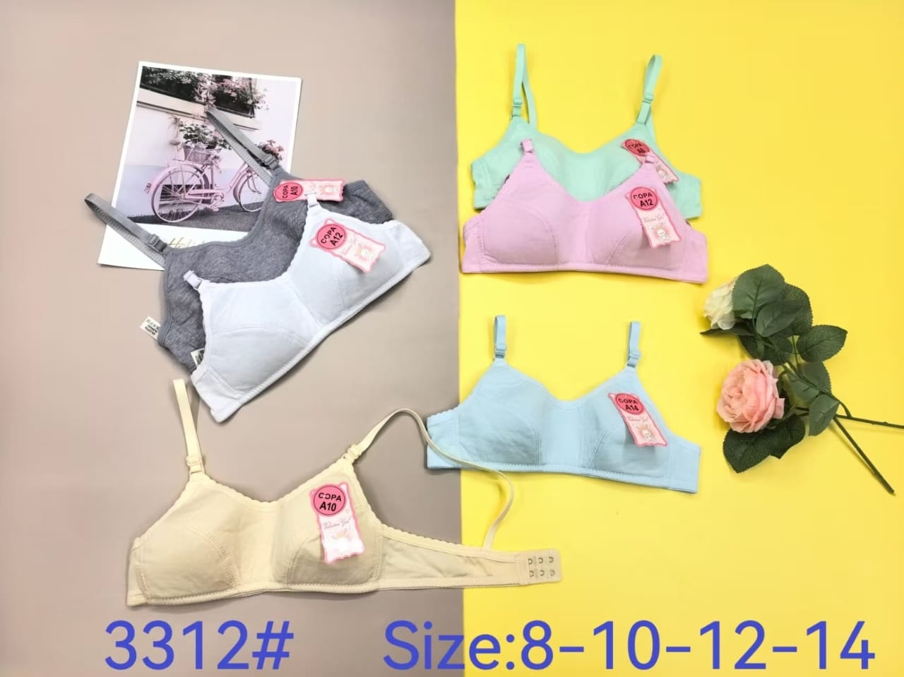 Brasier juvenil liso con borde festoneado, código 3312#