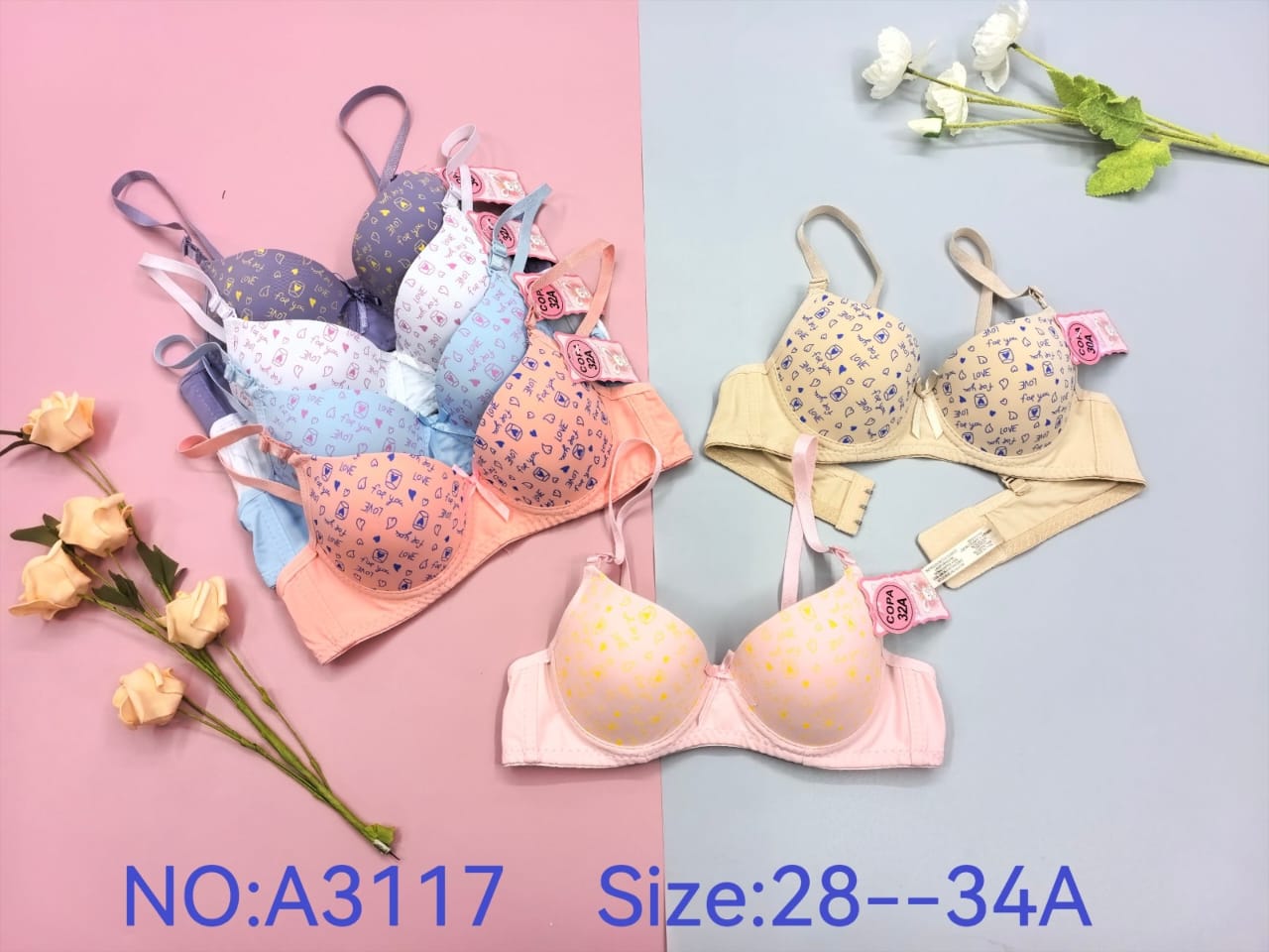 Brasier de copas estampadas con banda lisa, copa A, código A3117
