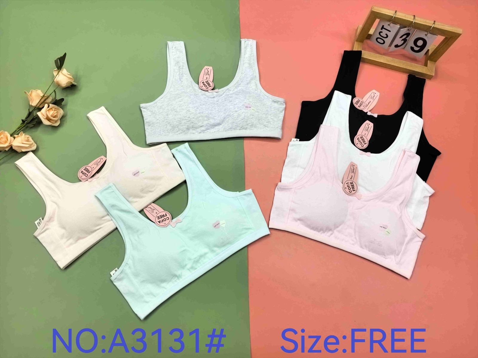 Top tipo bralette de tirante ancho con moño y motivo de globos, código A3131#