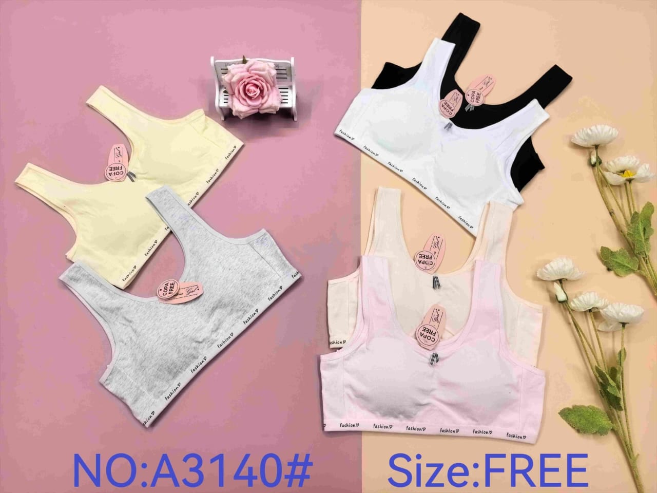 Bralette básico tipo top con banda fashion, código A3140#
