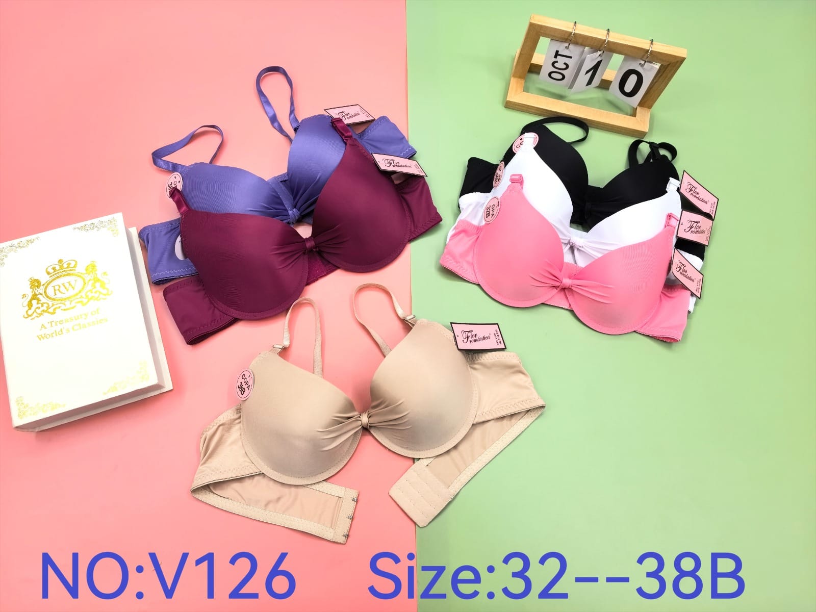 Brasier liso con nudo central en colores surtidos, código V126