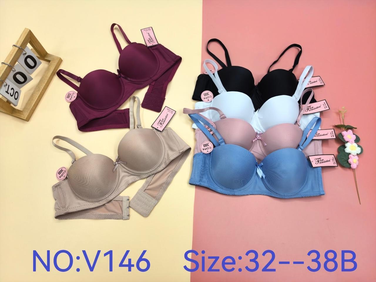 Brasier básico liso con moño y tirantes ajustables, copa B, código V146